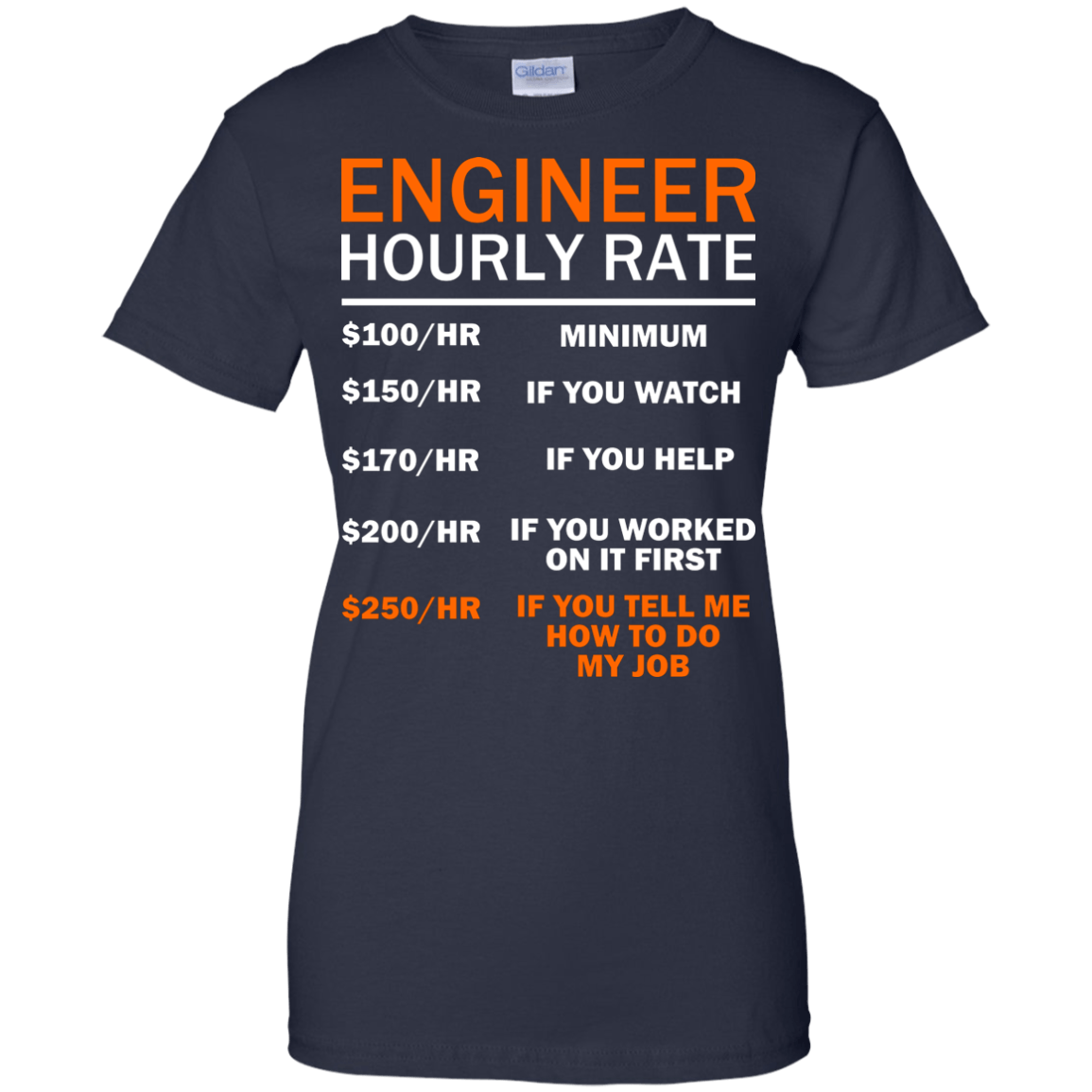 Engineer Hourly Rate Funny Tshirts Engineering Outfitters