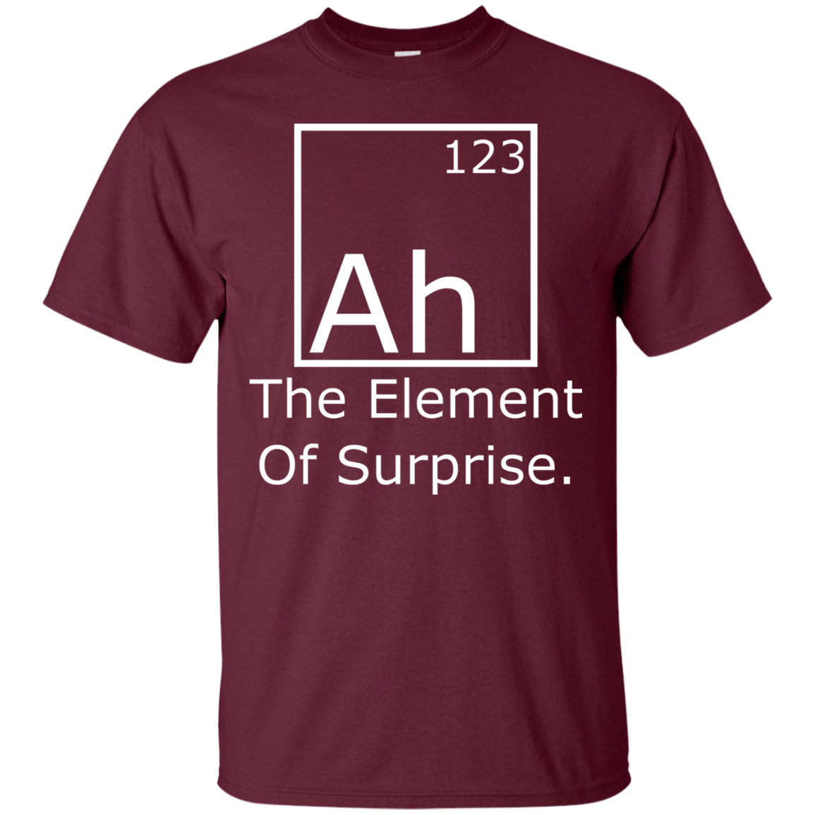 Funny Science Nerd T-Shirt - 'Ah! The Element Of Surprise' Geek Humor Tee For Adults (XX-Large, Navy Blue)